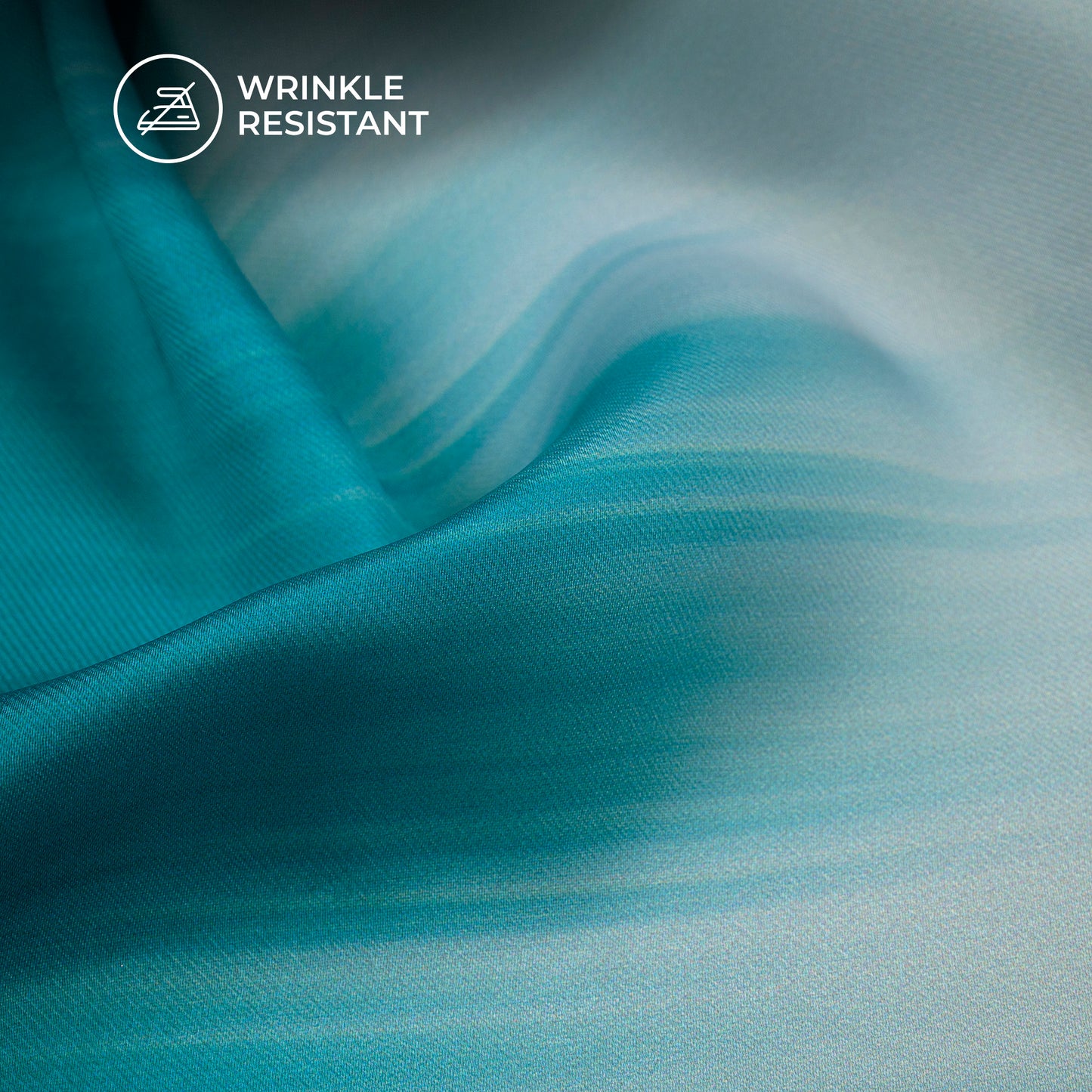 Peacock Blue Ombre Pattern Digital Print Imported Satin Fabric