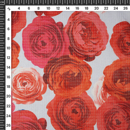 Newly Beautiful Rose Design Digital Print Kota Doria Fabric
