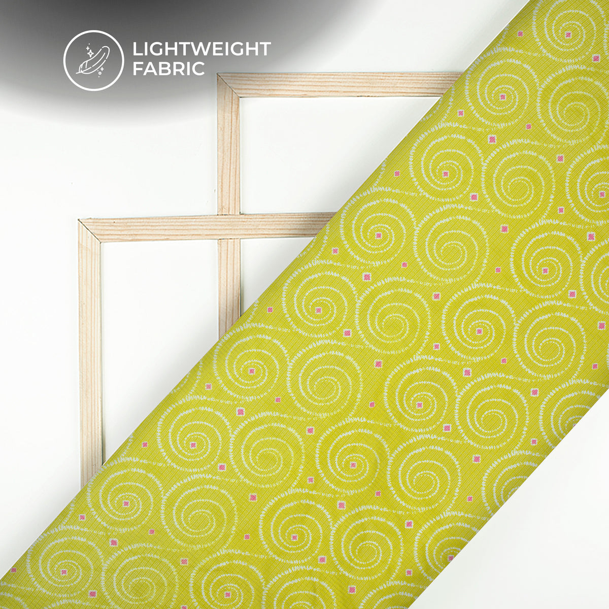 Olive Yellow Bandhani Pattern Digital Print Kota Doria Fabric