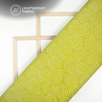 Olive Yellow Bandhani Pattern Digital Print Kota Doria Fabric