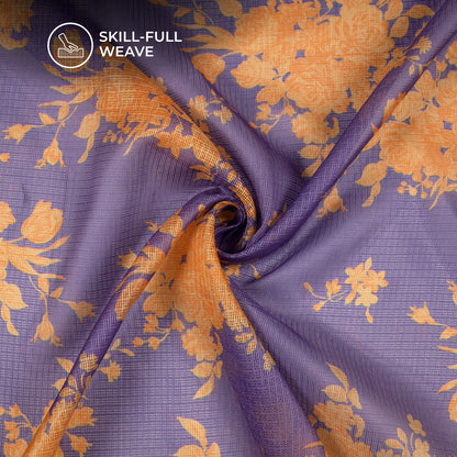Vintage Floral Design Digital Print Kota Doria Fabric