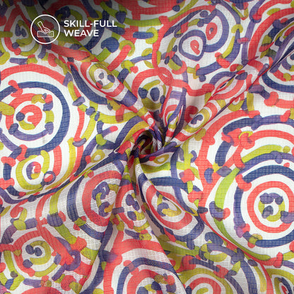Abstract Digital Print Kota Doria Fabric