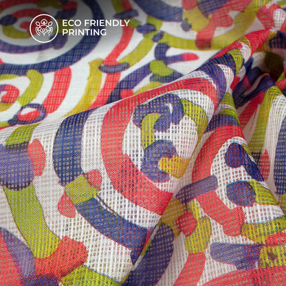Abstract Digital Print Kota Doria Fabric