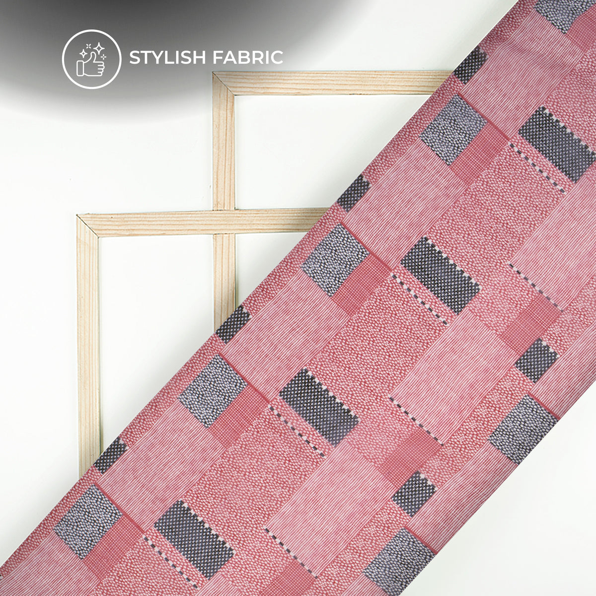 Red And Black Rectangle Geometric Digital Print Bemberg Chiffon Fabric