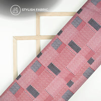 Red And Black Rectangle Geometric Digital Print Bemberg Chiffon Fabric
