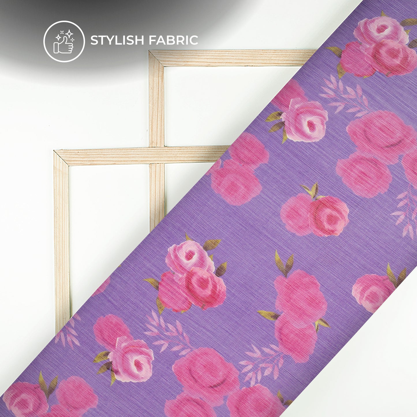 Rose On Purple Floral Digital Print Bemberg Chiffon Fabric