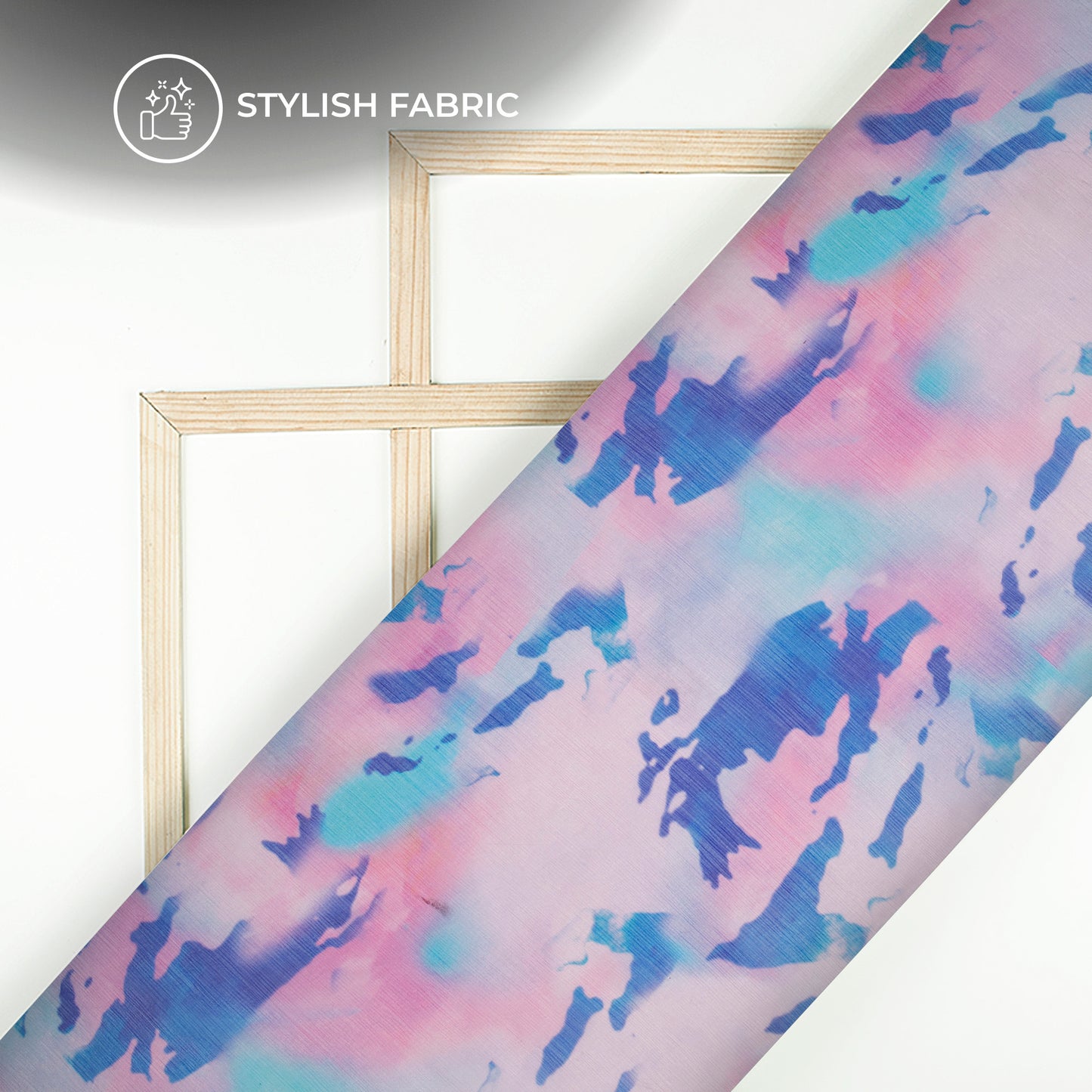 Blue And Pink Tie And Dye Digital Print Bemberg Chiffon Fabric
