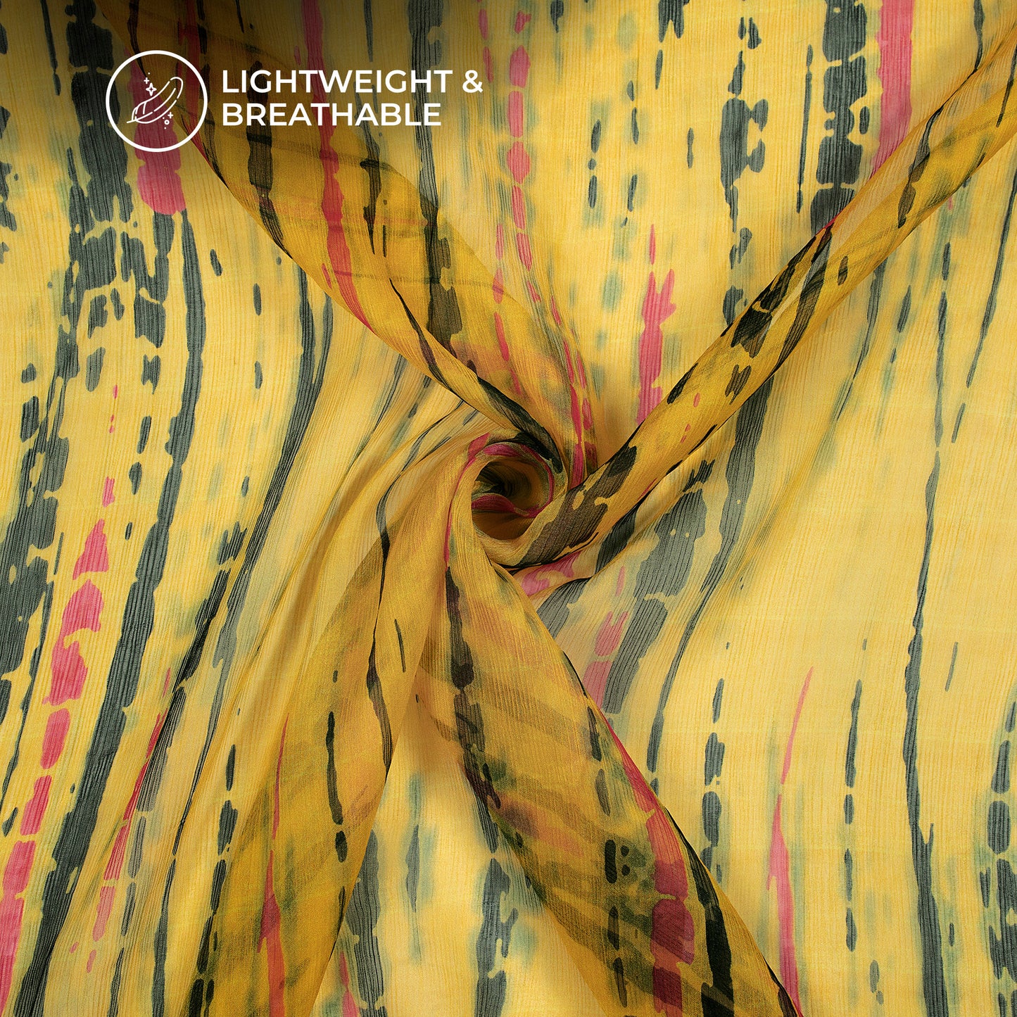 Trendy Shibori Digital Print Bemberg Chiffon Fabric