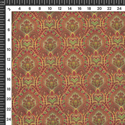 Brown Paisley Floral Digital Print Cotton Cambric Fabric
