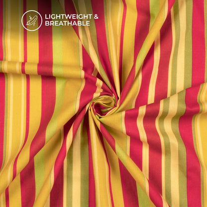 Vintage Stripes Digital Print Cotton Cambric Fabric