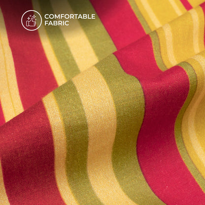 Vintage Stripes Digital Print Cotton Cambric Fabric