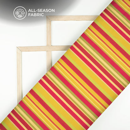 Vintage Stripes Digital Print Cotton Cambric Fabric