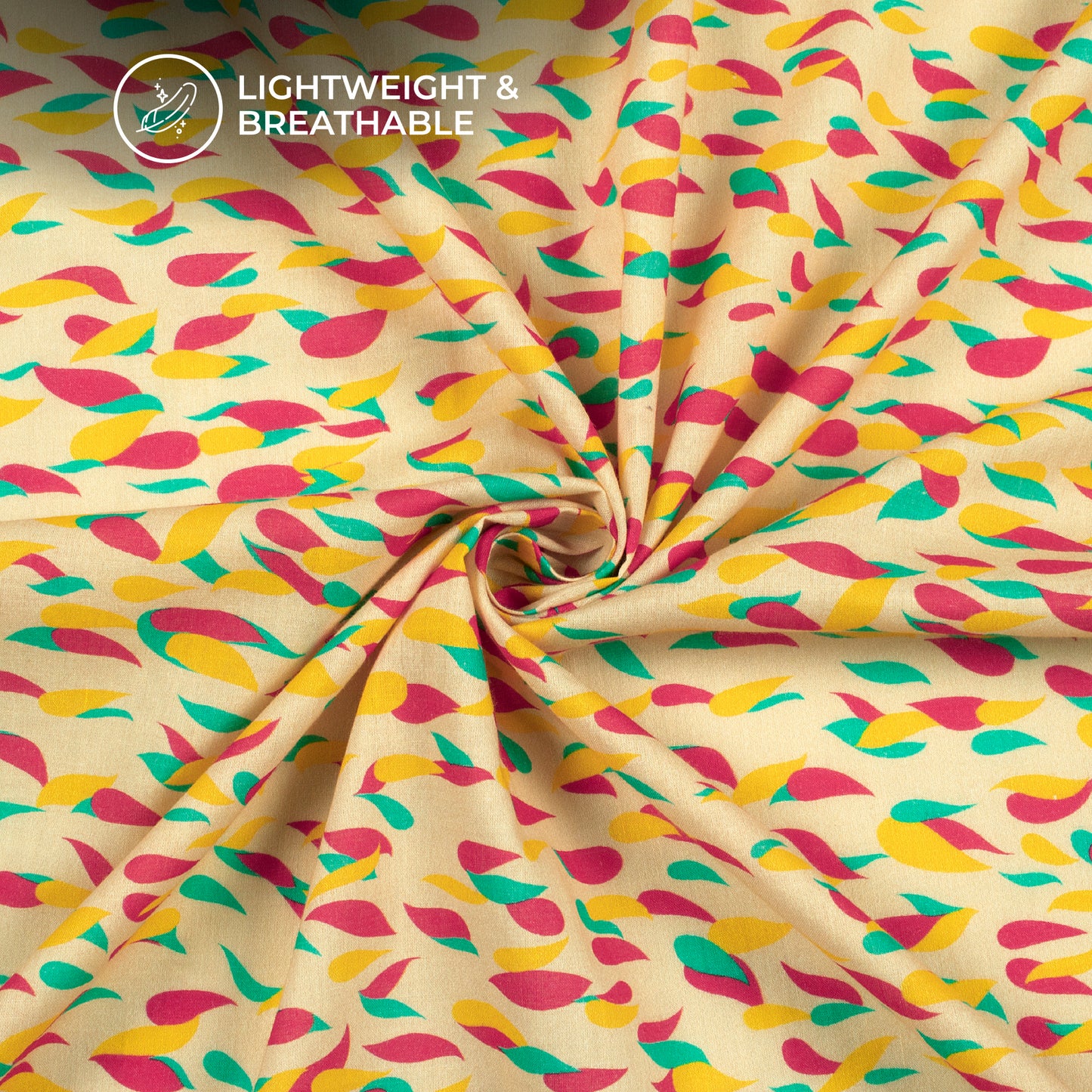 Stylish Colorful Abstract Leaf Pattern Digital Print Cotton Cambric Fabric