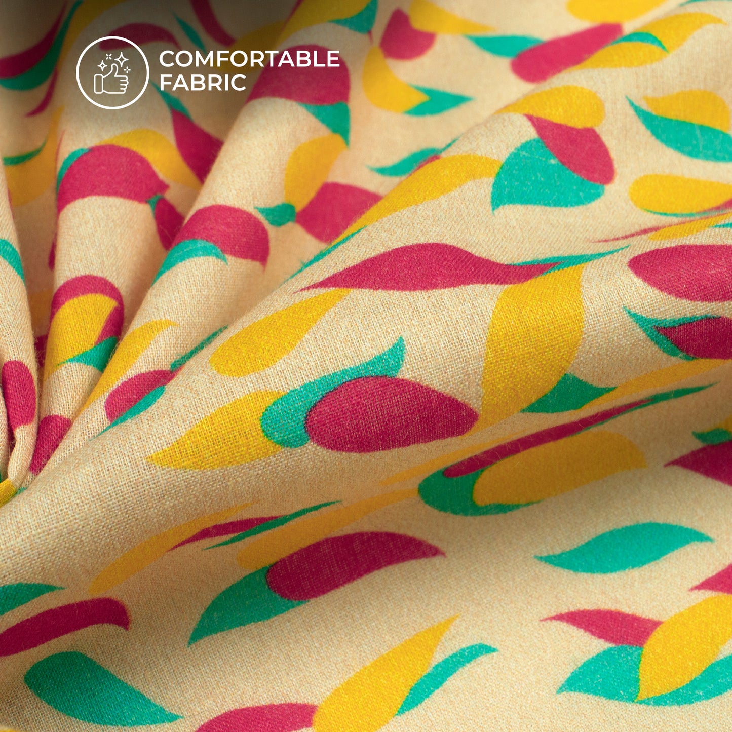 Stylish Colorful Abstract Leaf Pattern Digital Print Cotton Cambric Fabric