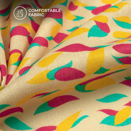 Stylish Colorful Abstract Leaf Pattern Digital Print Cotton Cambric Fabric