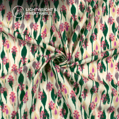Ikat Style Digital Print Cotton Cambric Fabric