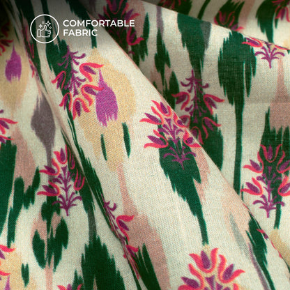 Ikat Style Digital Print Cotton Cambric Fabric