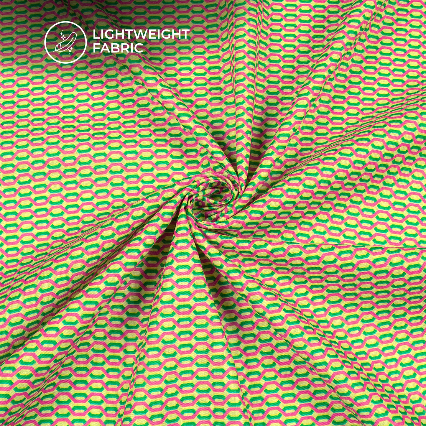 Seamless Geometric Digital Print Poly Linen Slub Fabric