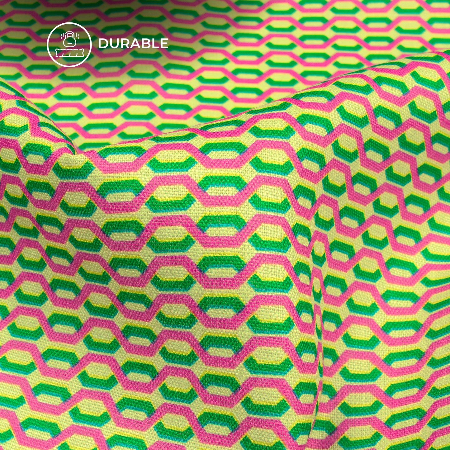 Seamless Geometric Digital Print Poly Linen Slub Fabric