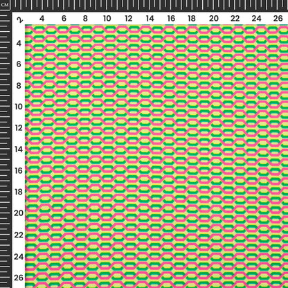 Seamless Geometric Digital Print Poly Linen Slub Fabric