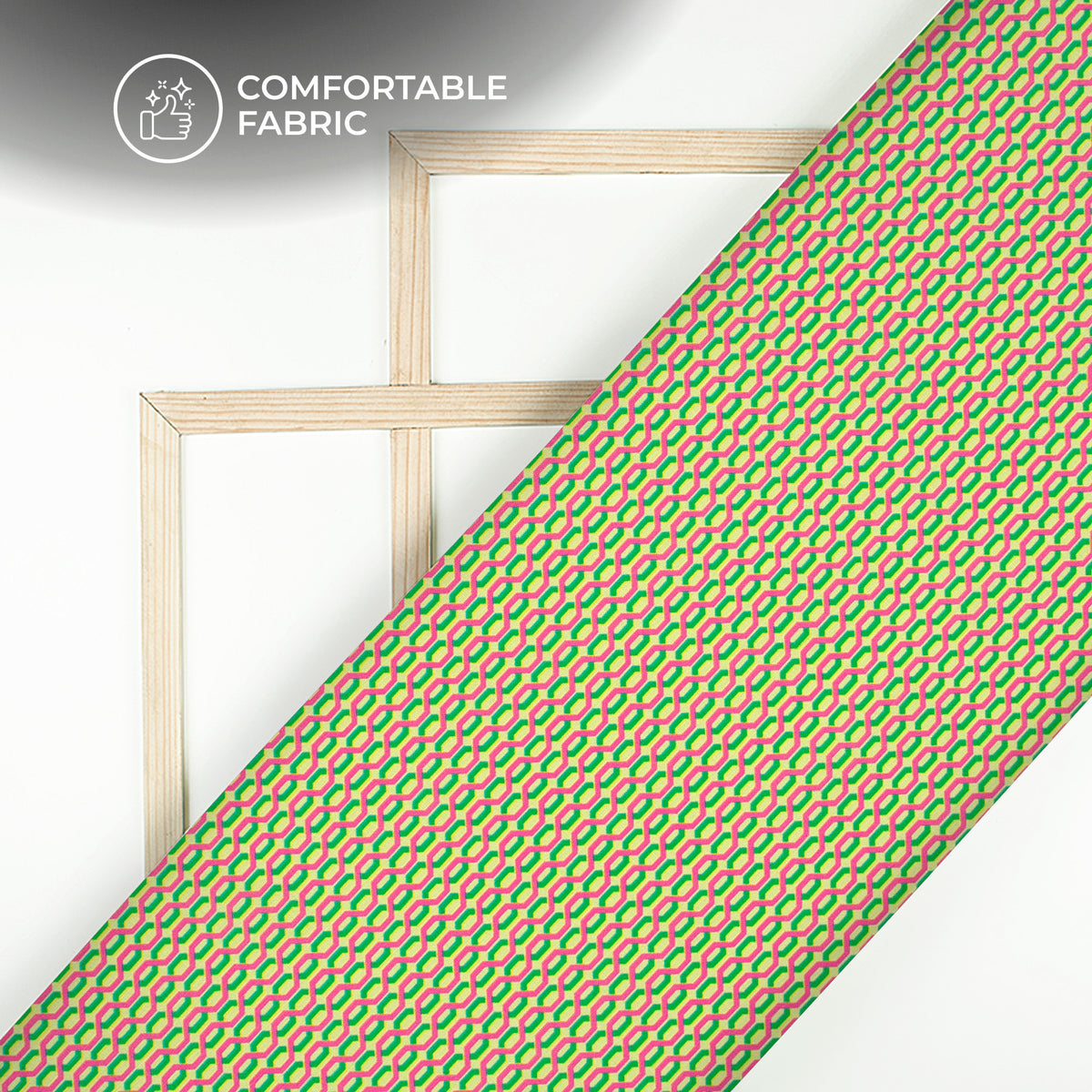 Seamless Geometric Digital Print Poly Linen Slub Fabric