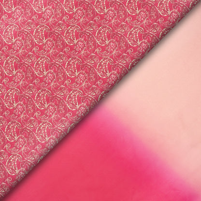 Magenta Pink And Candel Light Ombre Pattern Peach Digital Print Poly Linen Slub Fabric