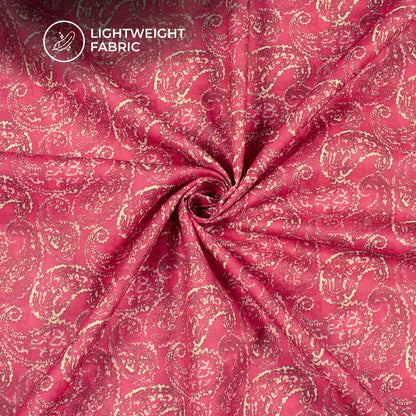 Magenta Pink Paisley Digital Print Poly Linen Slub Fabric