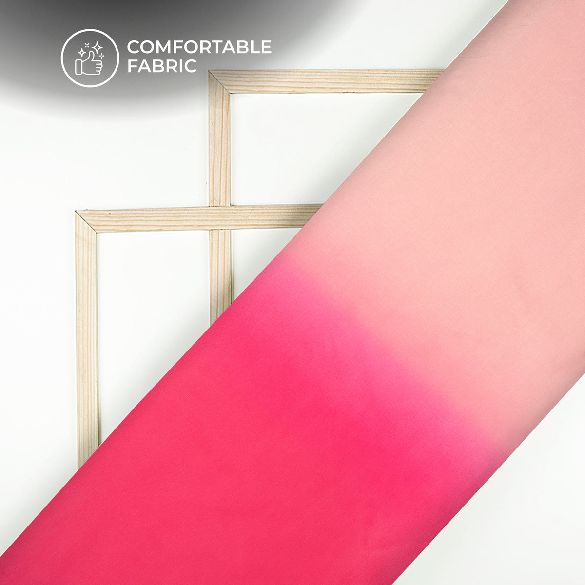 Magenta Pink And Candel Light Ombre Pattern Peach Digital Print Poly Linen Slub Fabric