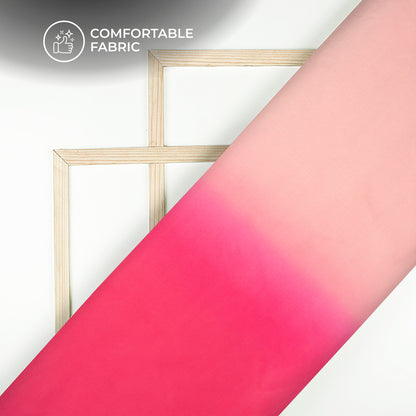 Magenta Pink And Candel Light Ombre Pattern Peach Digital Print Poly Linen Slub Fabric