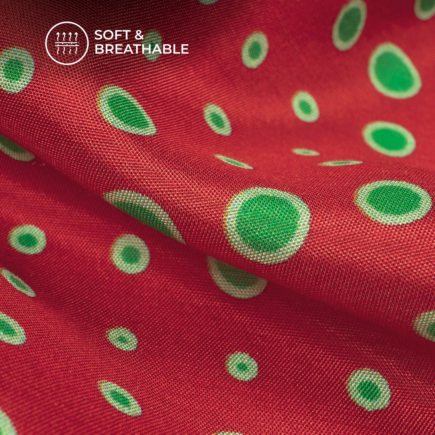 Classic Polka Square Digital Print Viscose Muslin Fabric