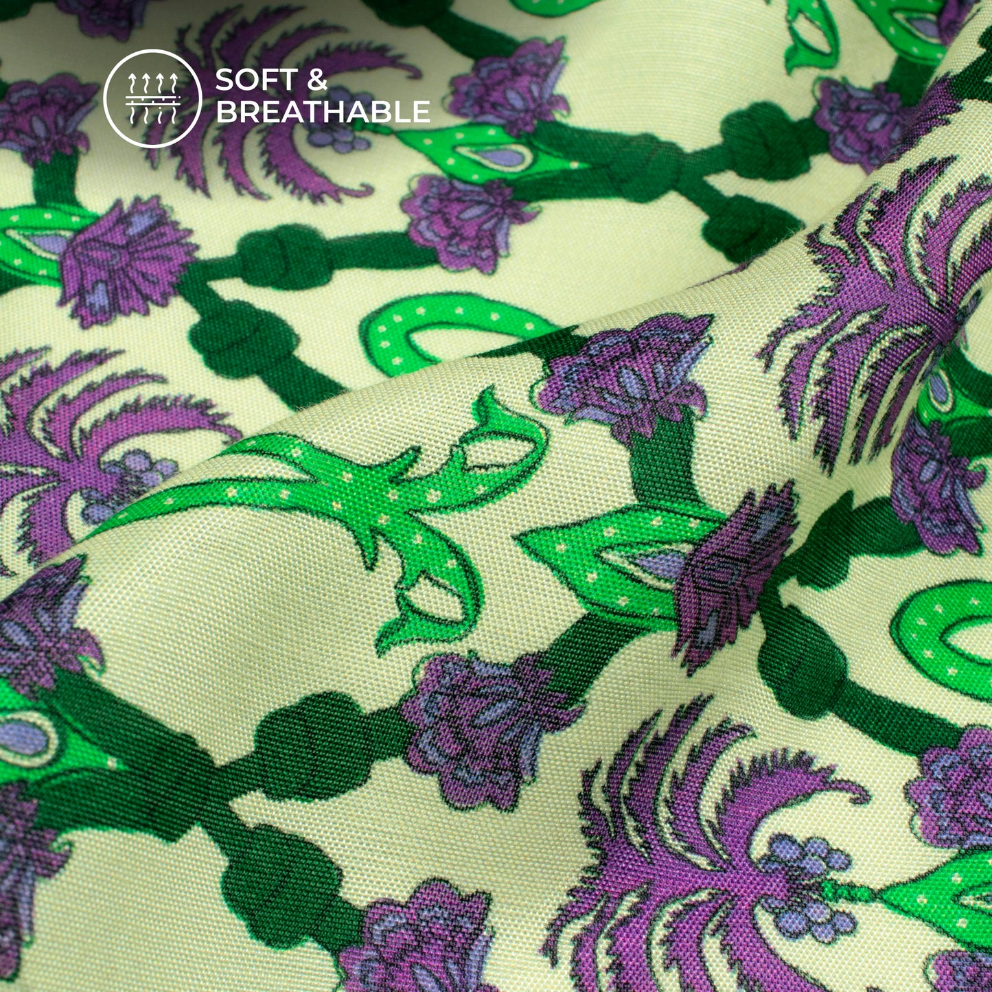 Seamless Floral Desing Digital Print Viscose Muslin Fabric
