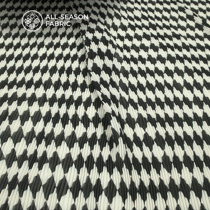 Geometric Black Digital Print Lightweight Pleated Georgette Fabric