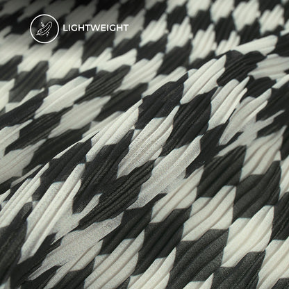 Geometric Black Digital Print Lightweight Pleated Georgette Fabric