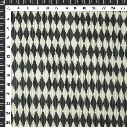 Geometric Black Digital Print Lightweight Pleated Georgette Fabric