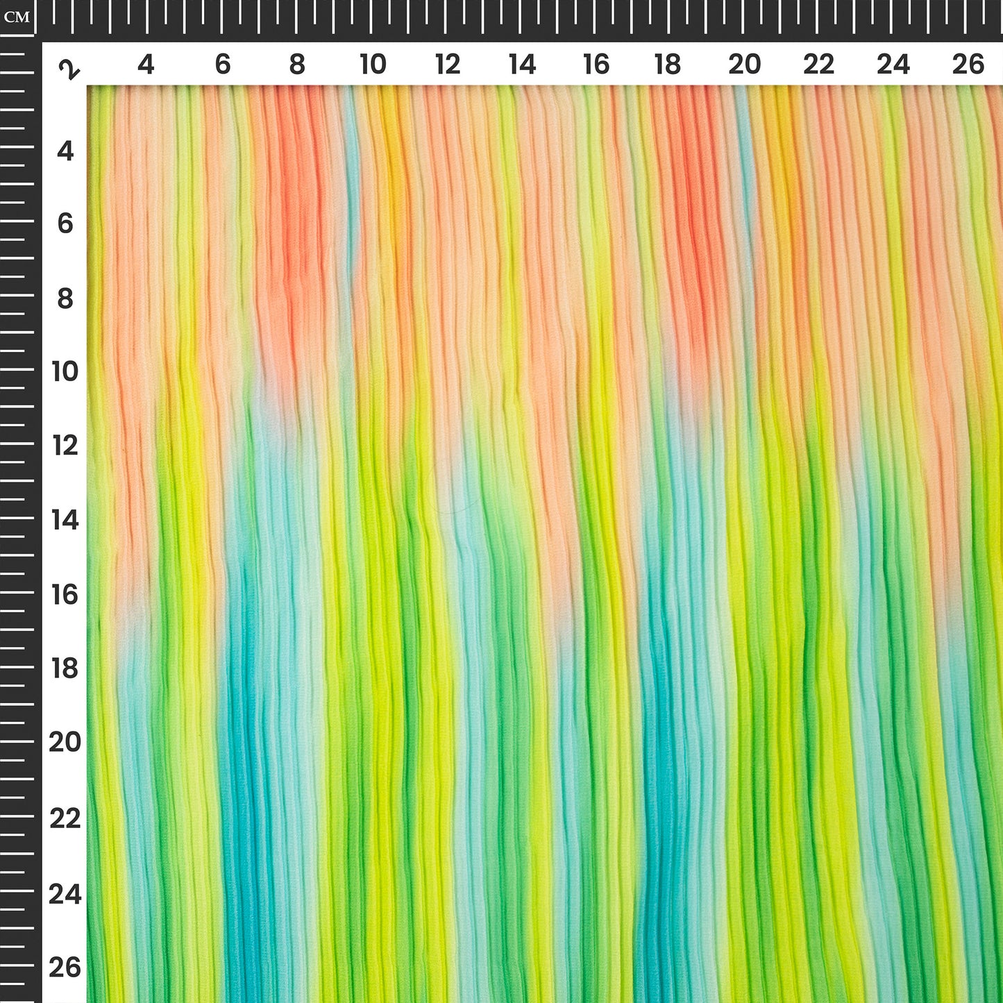 Trendy Green Ombre Digital Print Lightweight Pleated Georgette Fabric