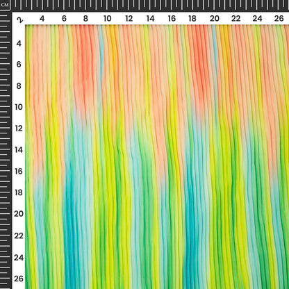 Trendy Green Ombre Digital Print Lightweight Pleated Georgette Fabric