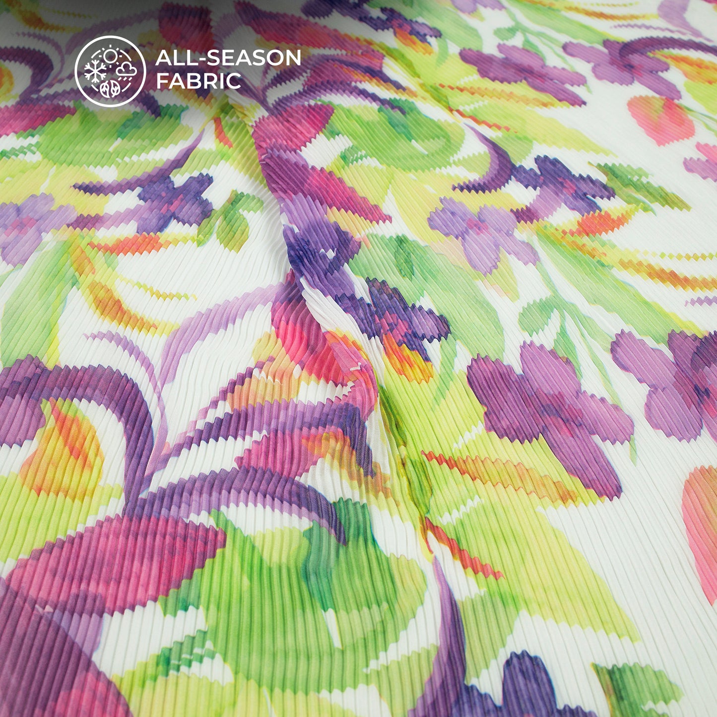 Bloosom Floral Digital Print Lightweight Pleated Georgette Fabric