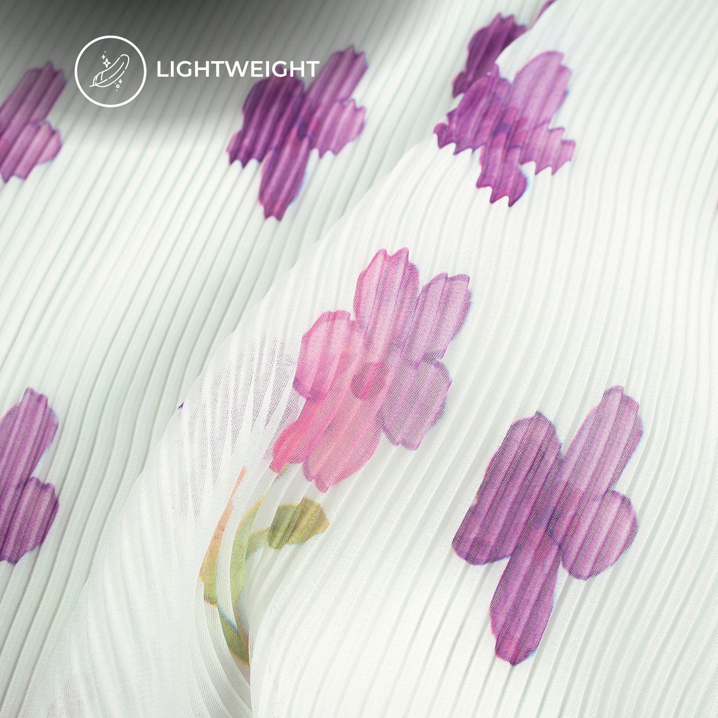 Intrend Position Floral Digital Print Lightweight Pleated Georgette Fabric