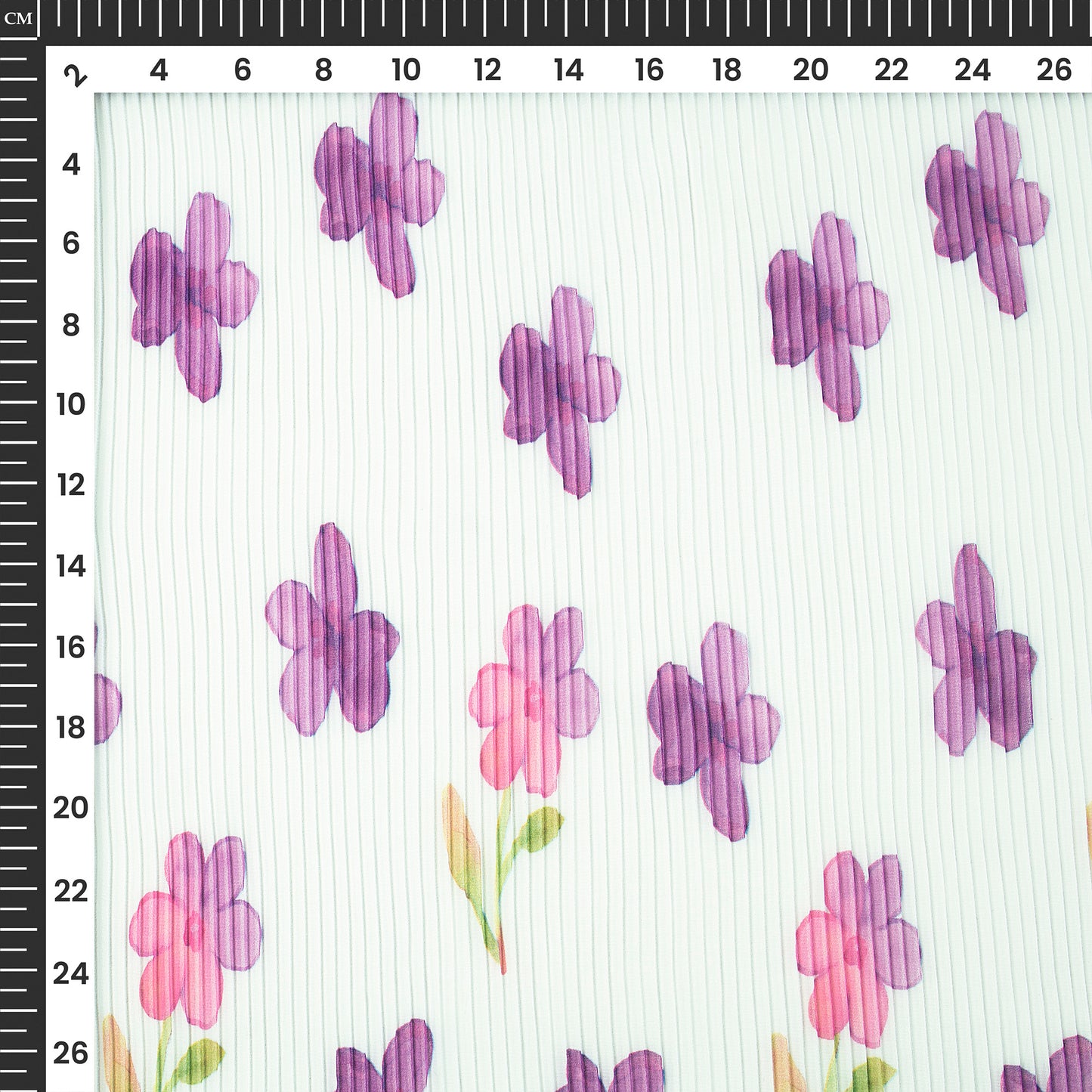 Intrend Position Floral Digital Print Lightweight Pleated Georgette Fabric