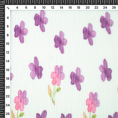 Intrend Position Floral Digital Print Lightweight Pleated Georgette Fabric