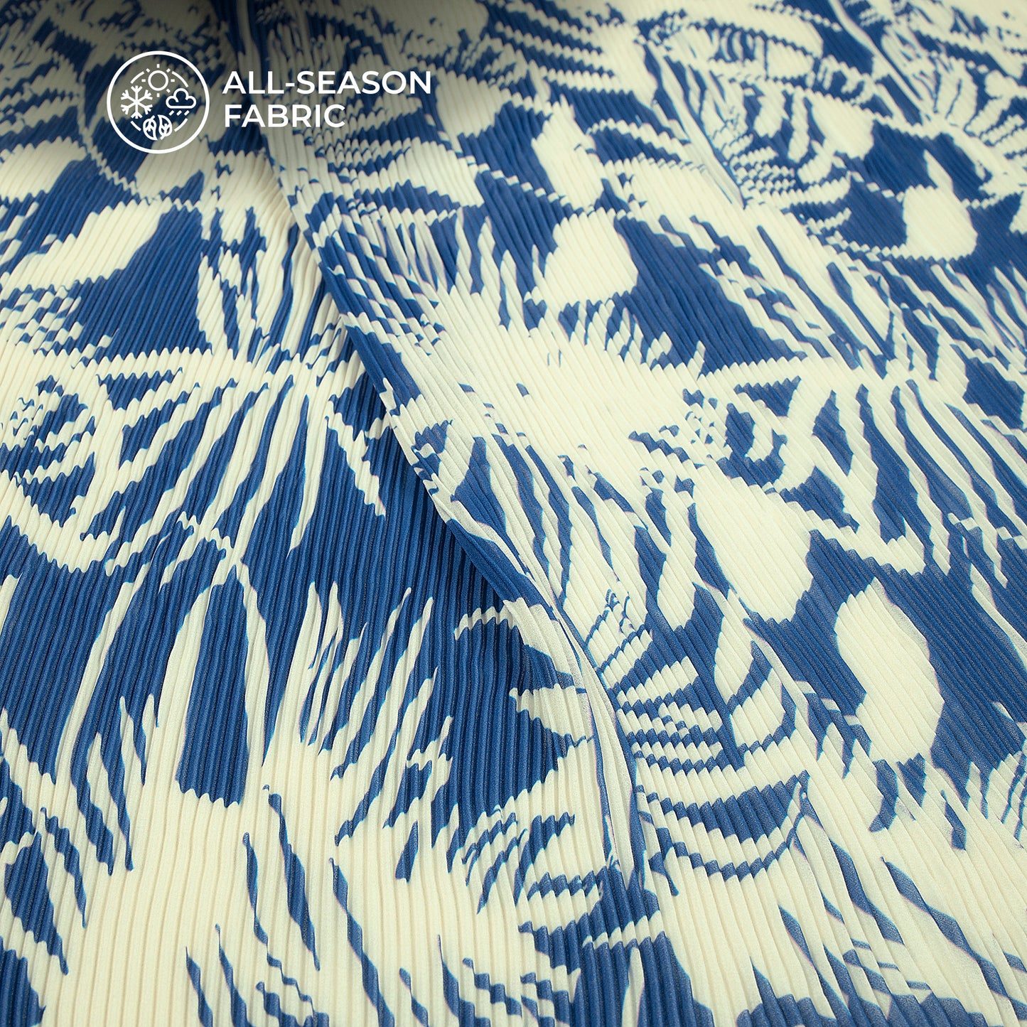 Vintage Floral Digital Print Lightweight Pleated Georgette Fabric