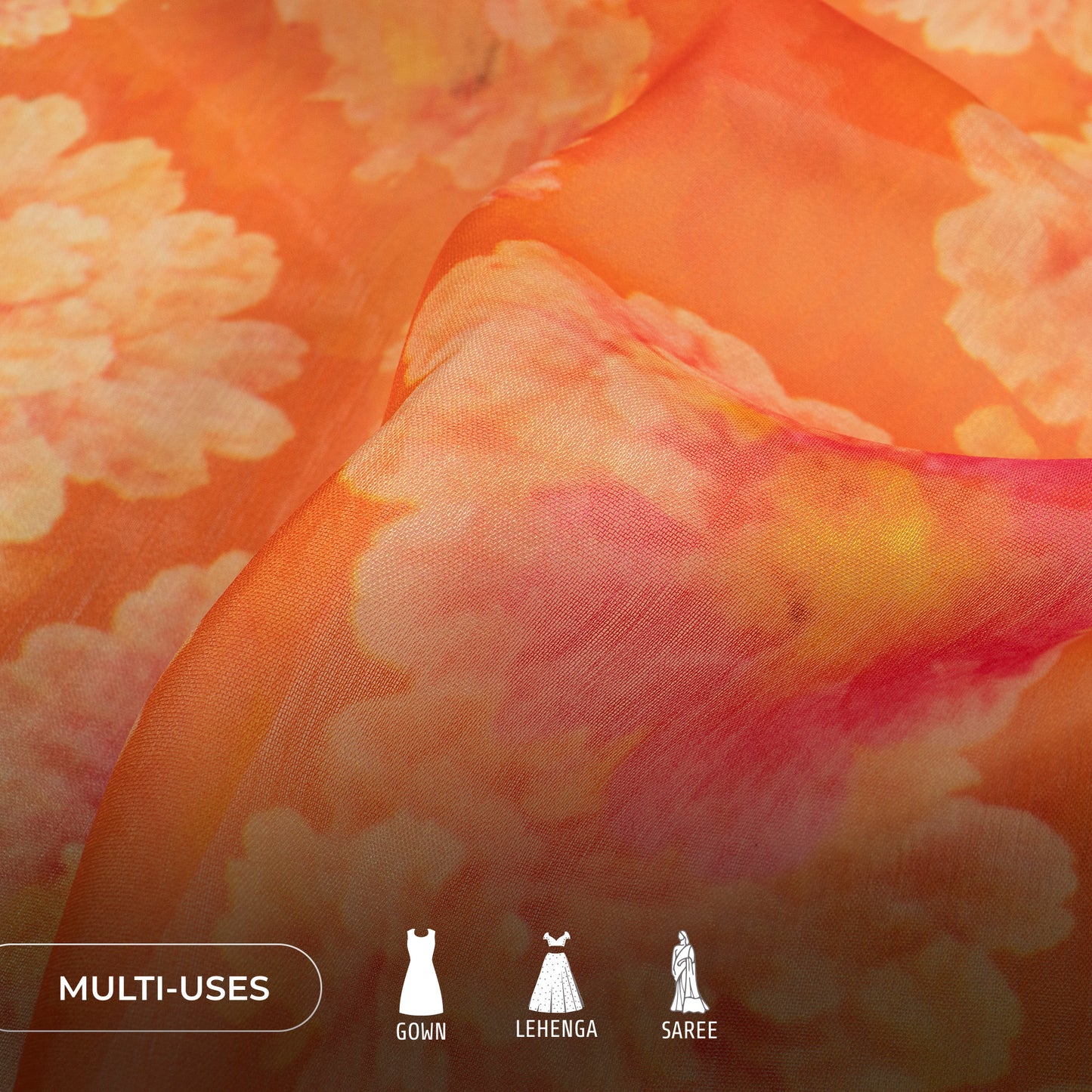 Floral Digital Print Poly Chiffon Fabric