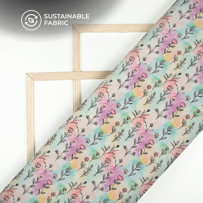 Watercolor Pattern Floral Design Digital Print Poly Chiffon Fabric