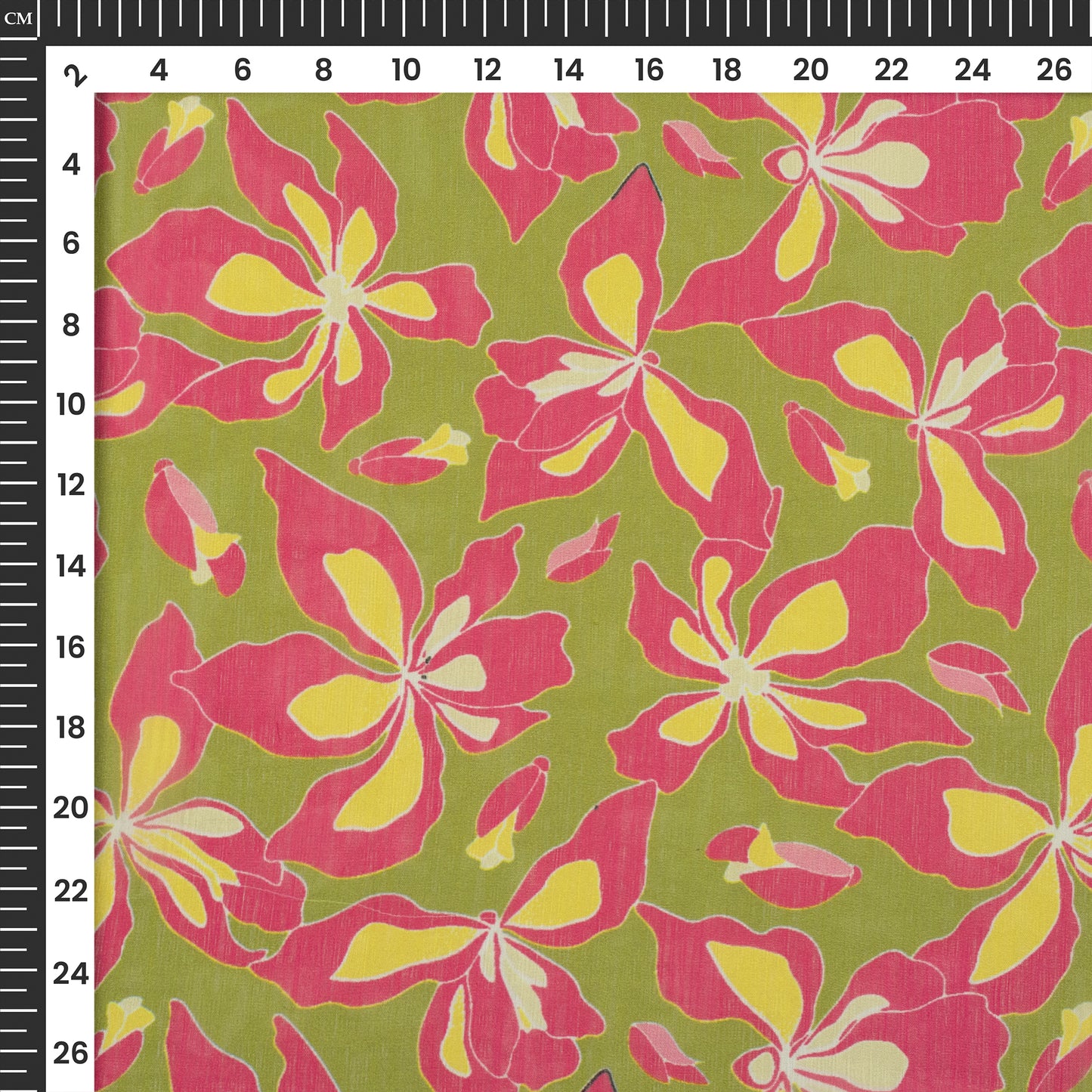 Magenta Pink Floral Digital Print Poly Chiffon Fabric