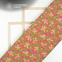 Magenta Pink Floral Digital Print Poly Chiffon Fabric
