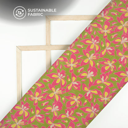 Magenta Pink Floral Digital Print Poly Chiffon Fabric