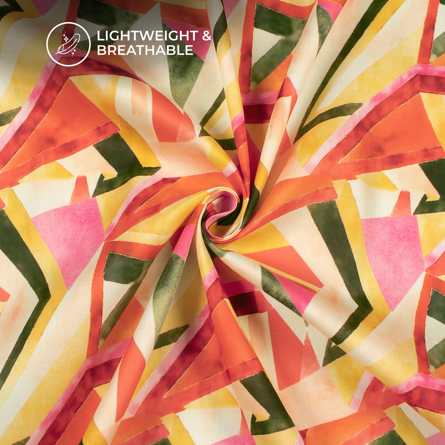 Seamless Traiangle Digital Print Poly Glazed Cotton Fabric