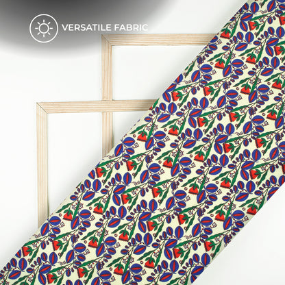 Floral Digital Print Poly Glazed Cotton Fabric