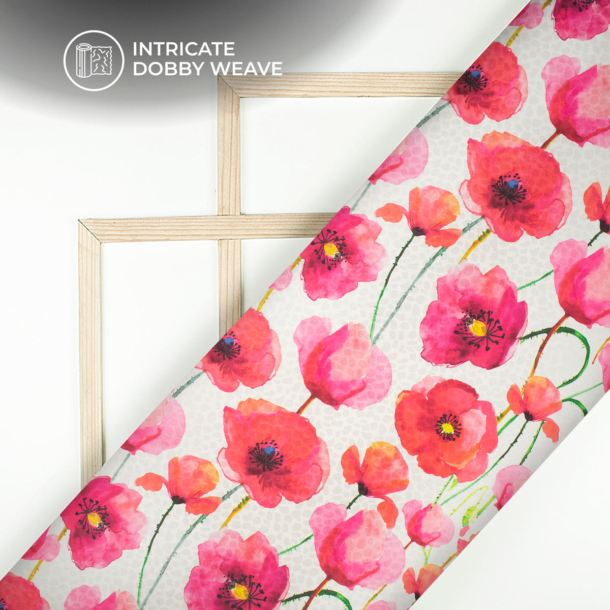 Magenta Floral Digital Print Dobby Satin Fabric