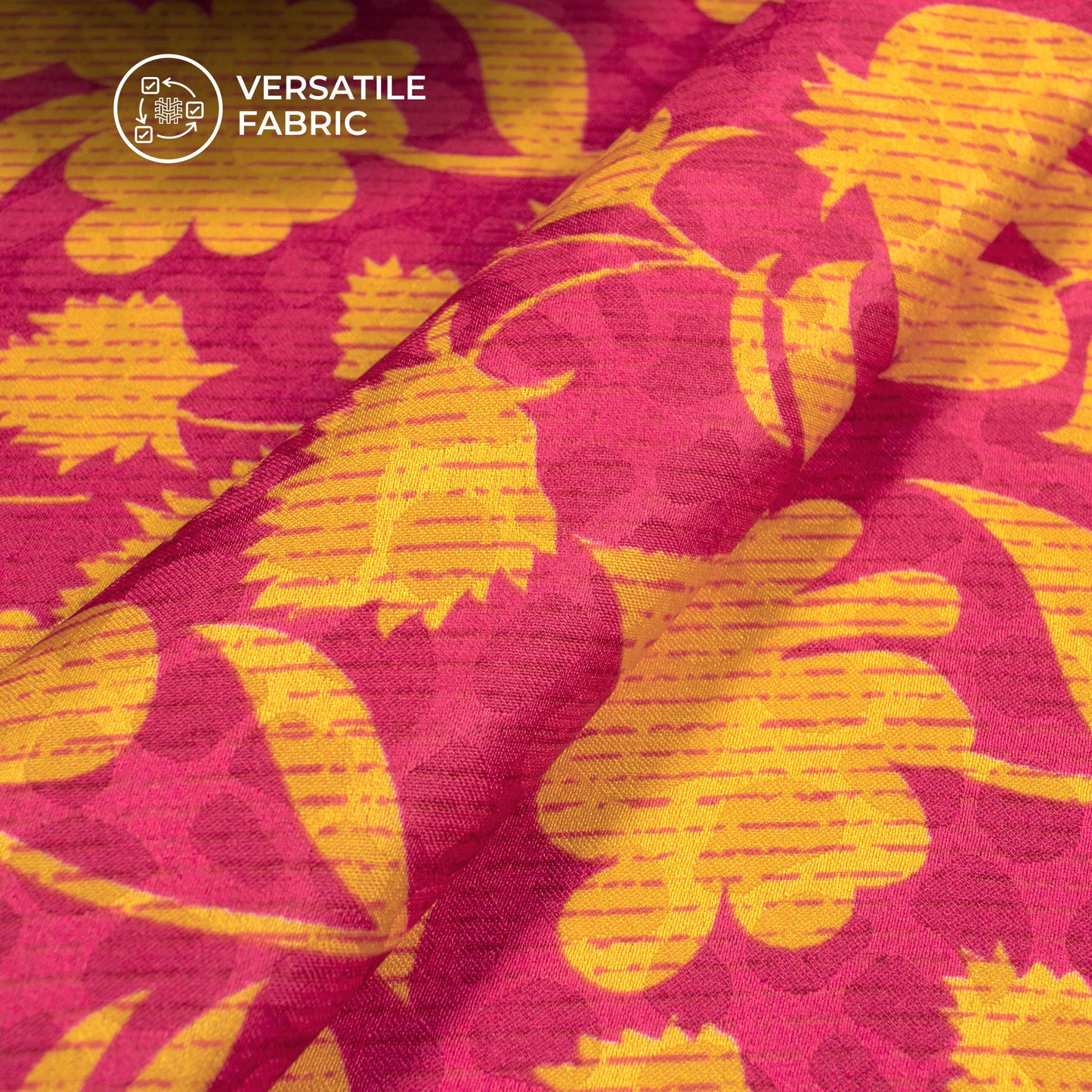 Floral Digital Print Dobby Satin Fabric
